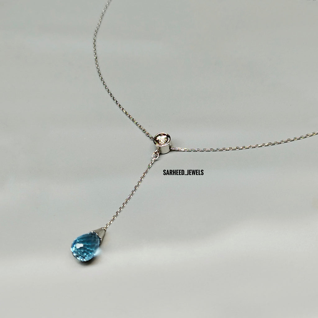 Natural Topaz and Diamond Gold Necklace