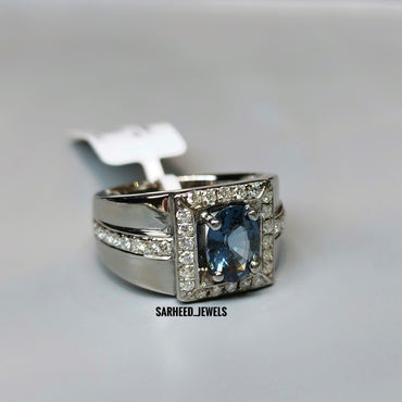 Natural Spinel and Diamond Men Ring