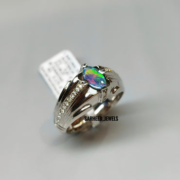 Natural Opal and Diamond Men Ring