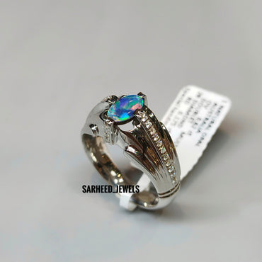 Natural Opal and Diamond Men Ring