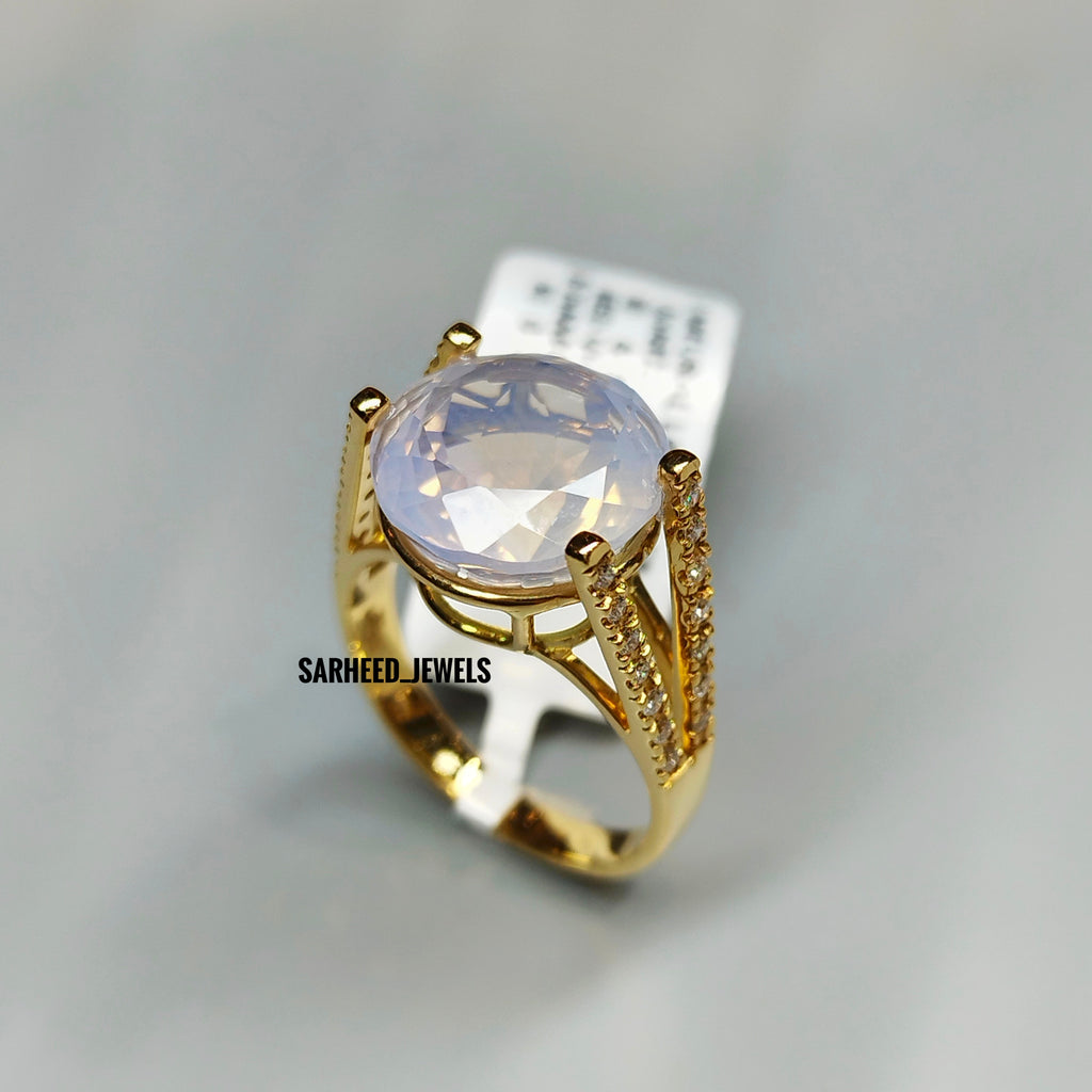 Natural Lavender Quartz and Diamond Gold Ring