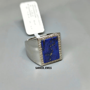 Natural Lapis Lazuli and Diamond Men Ring