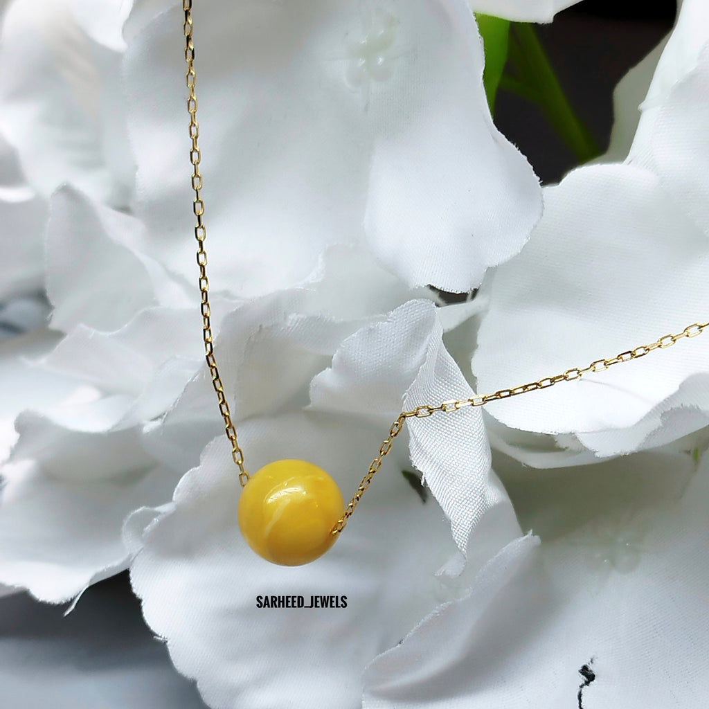 Natural Amber Gold Necklace