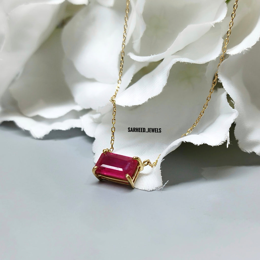 Natural Ruby Gold Necklace