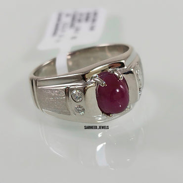 Natural Ruby and Diamond Men Ring