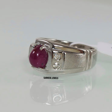 Natural Ruby and Diamond Men Ring