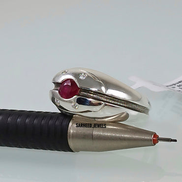 Natural Ruby and Diamond Men Ring