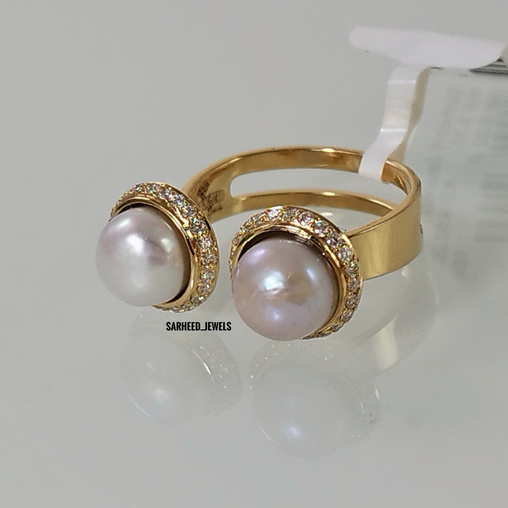 Pearls and Diamond Gold Ring