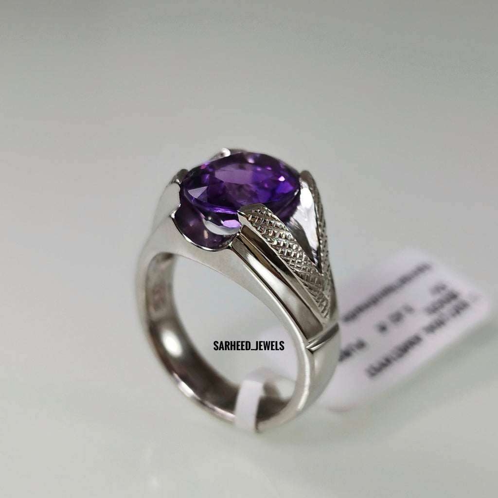 Natural Amethyst Men Ring