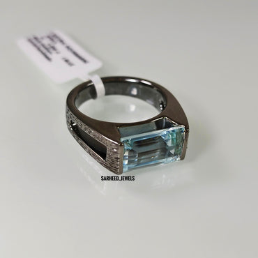 Natural Aquamarine Men Ring