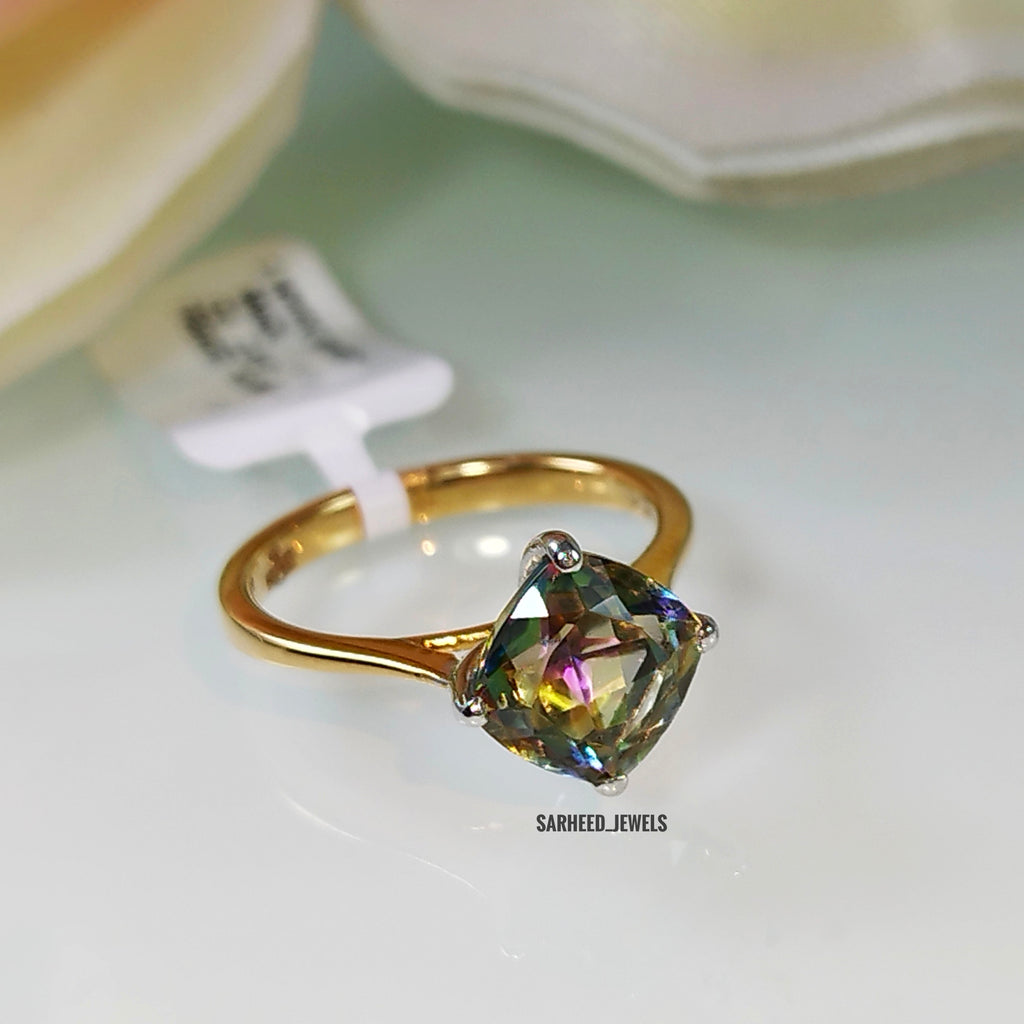 Natural Mystic Topaz Gold Ring