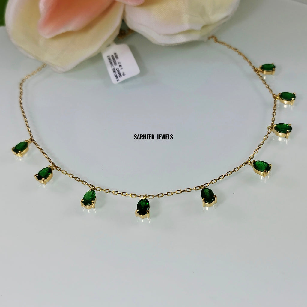 Natural Tsavorite Garnet Gold Choker Necklace