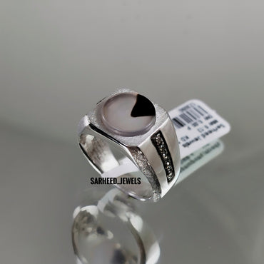 Natural Agate and Diamond Men Ring