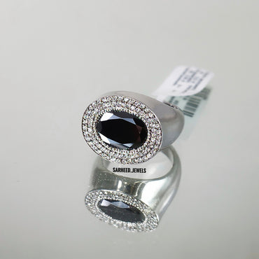 Moissanite and Diamond Men Ring