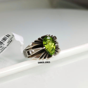 Natural Peridot Men Ring