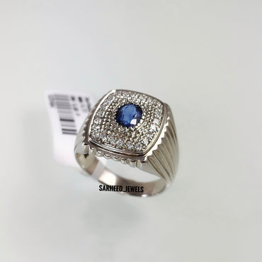 Natural Sapphire and Diamond Men Ring