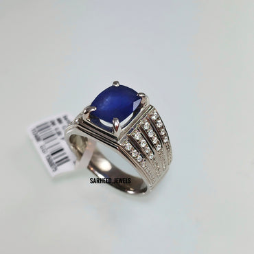Natural Sapphire and Diamond Men Ring