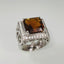 Natural Honey-Color Citrine and Cubic Zircon Men Ring