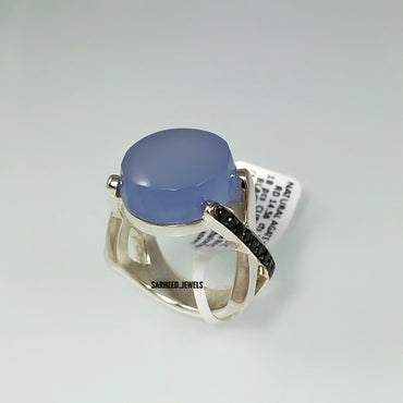 Natural Agate and Cubic Zircon Men Ring
