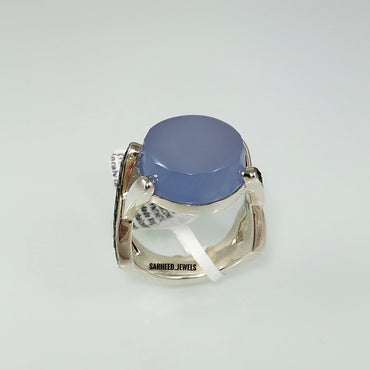 Natural Agate and Cubic Zircon Men Ring