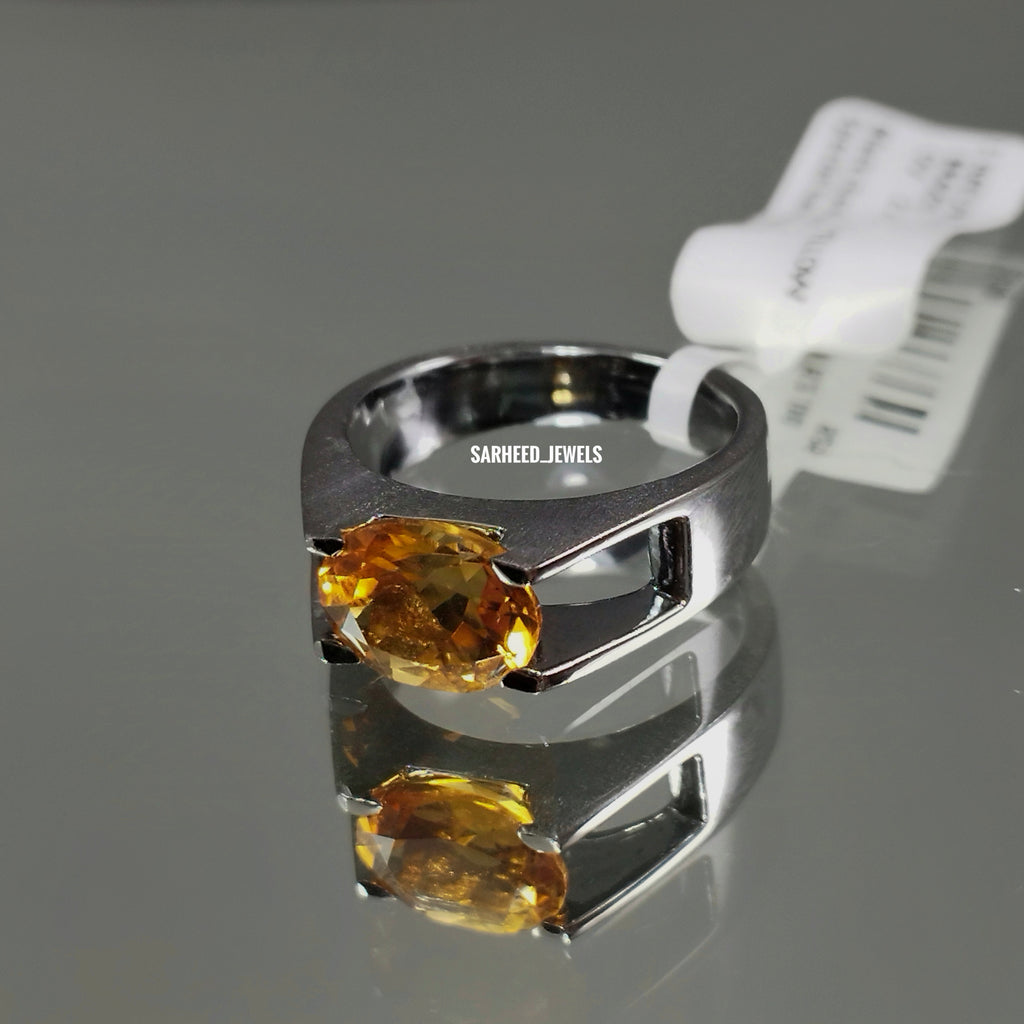 Natural Citrine Men Ring