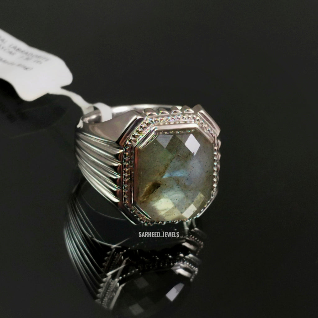 Natural Labradorite Men Ring