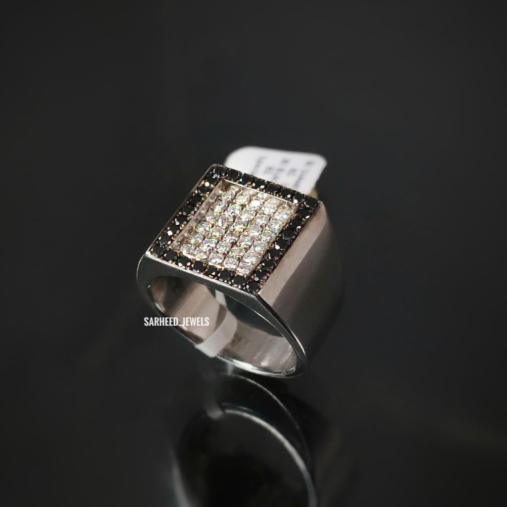 Black and White Diamond Men Ring