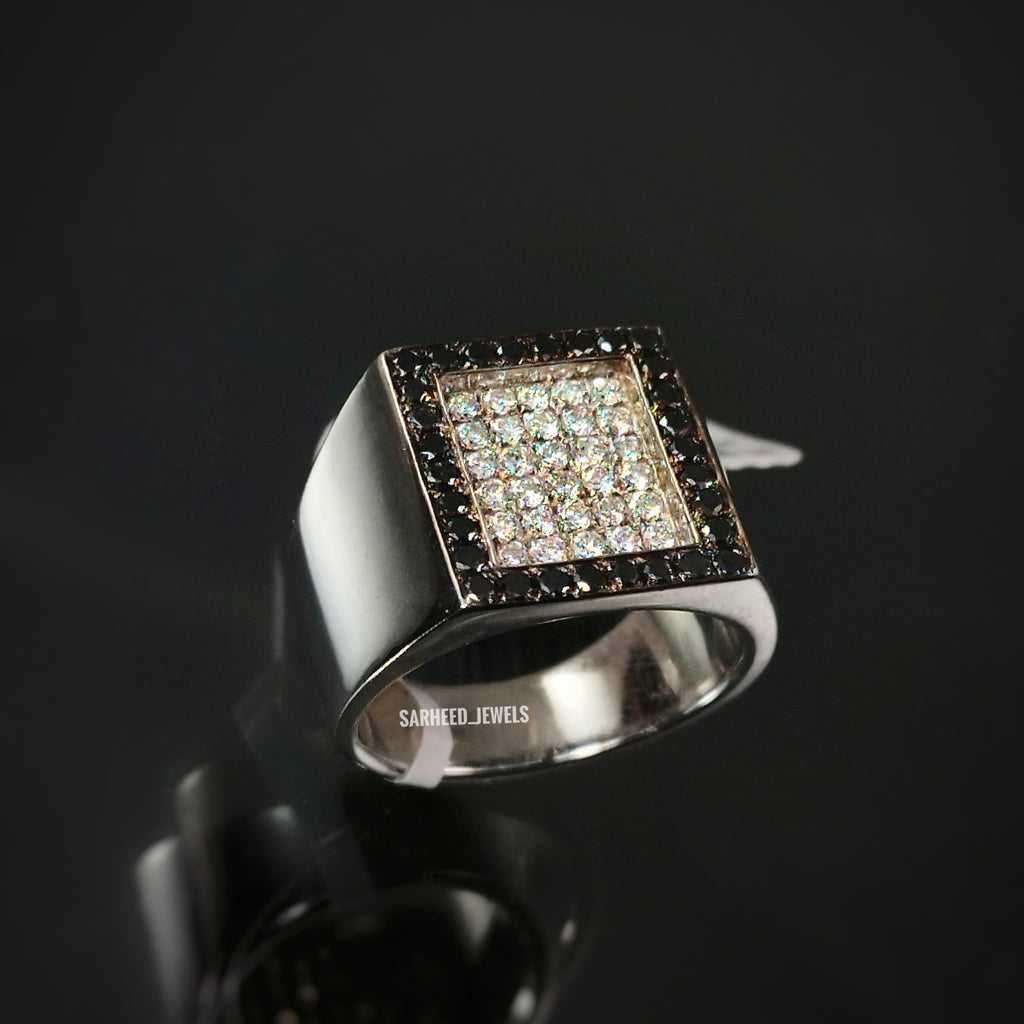 Black and White Diamond Men Ring