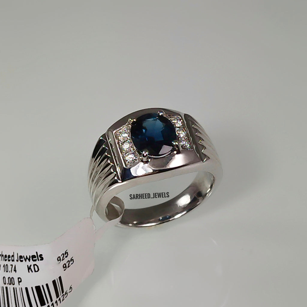 Natural Sapphire and Diamond Men Ring