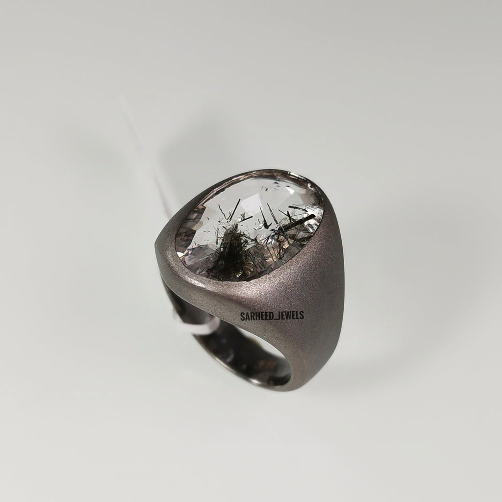 Natural Rutile Quartz Men Ring