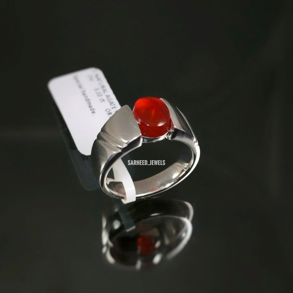 Natural Agate Men Ring