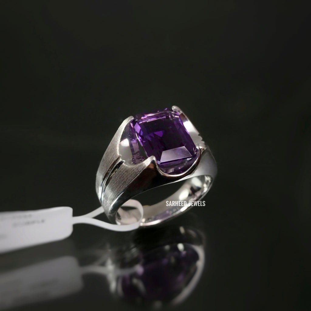 Natural Amethyst Men Ring