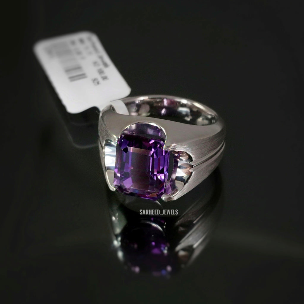 Natural Amethyst Men Ring