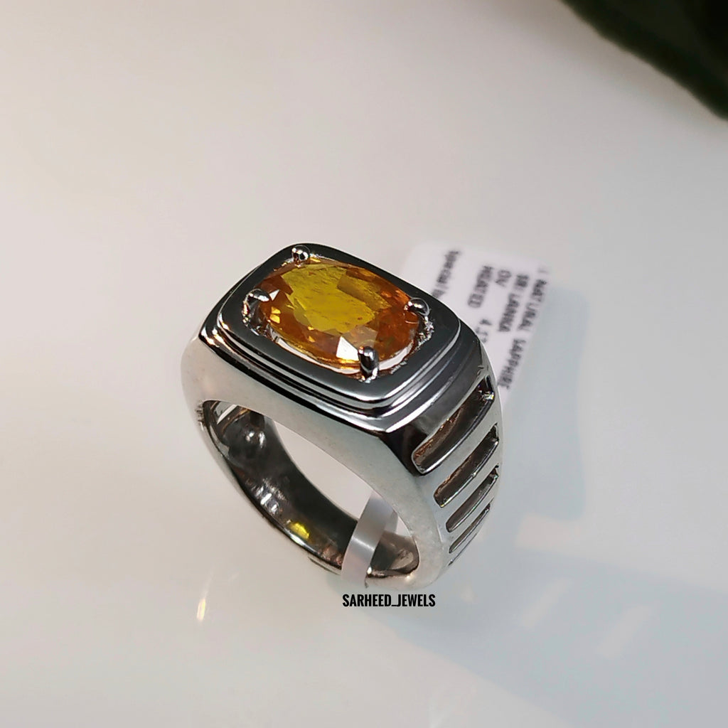 Natural Yellow Sapphire Men Ring