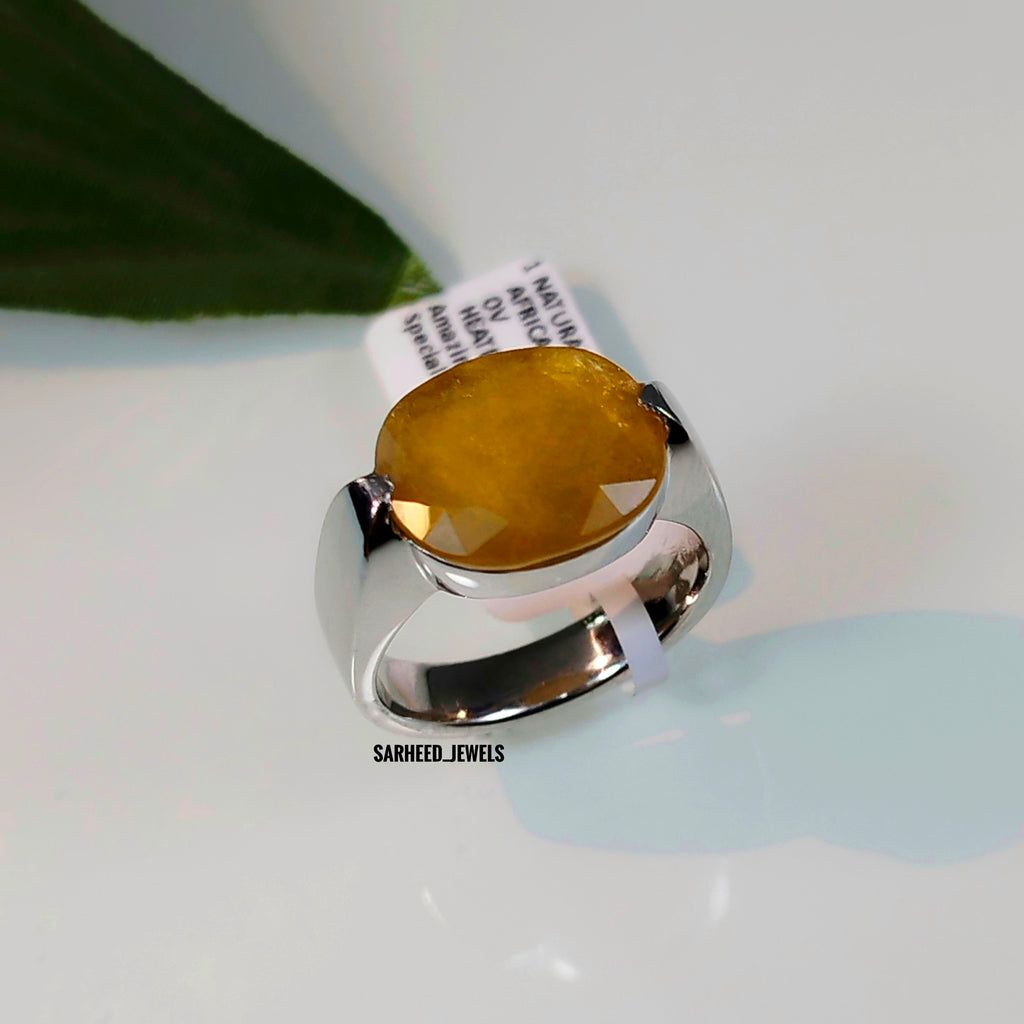 Natural Yellow Sapphire Men Ring