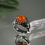 Natural Spessartite Garnet and Black Diamond Men Ring