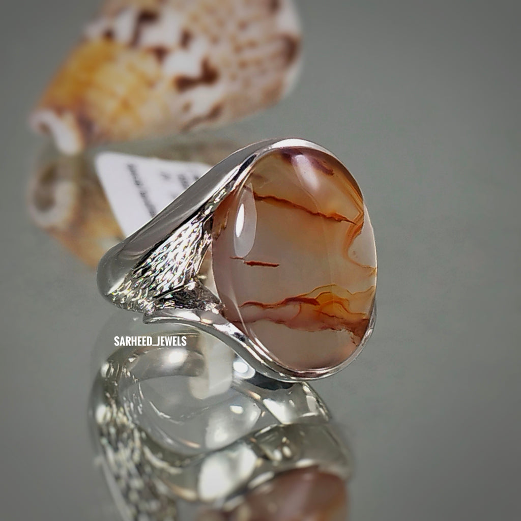 Natural Agate Men Ring