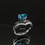 Natural Blue Zircon and Diamond White Gold Ring