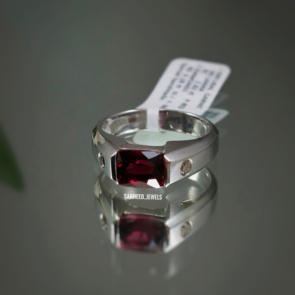 Natural Garnet and Brown Diamond Ring
