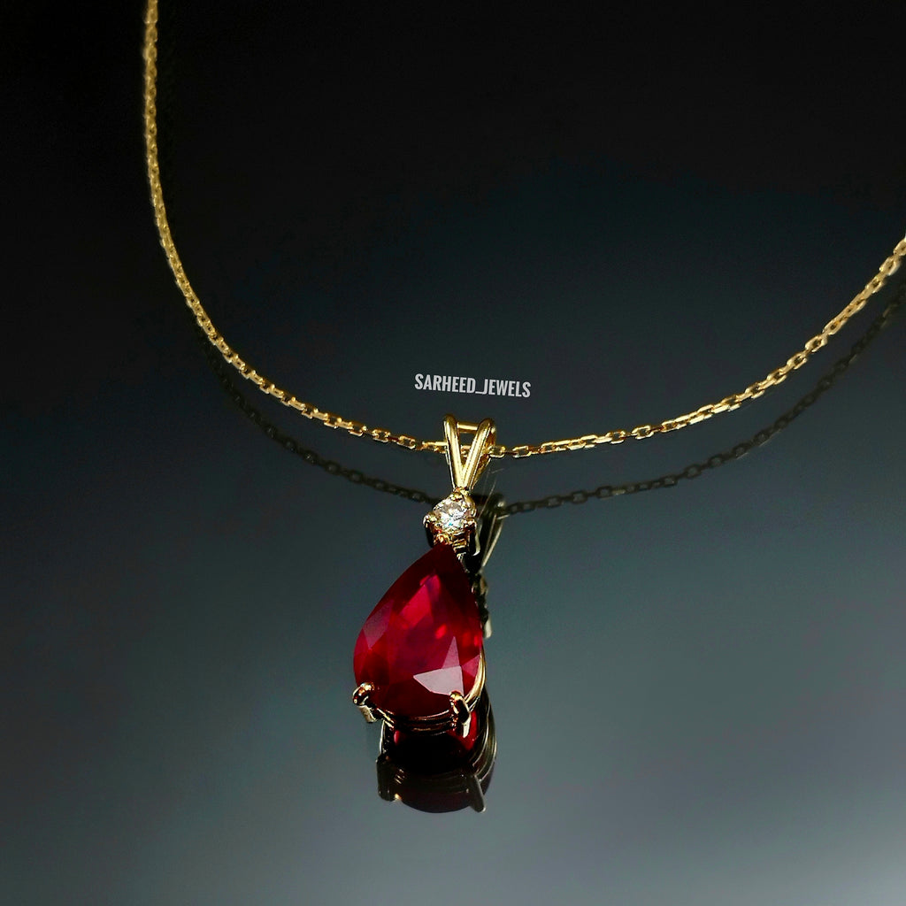 Natural Ruby and Diamond Gold Necklace