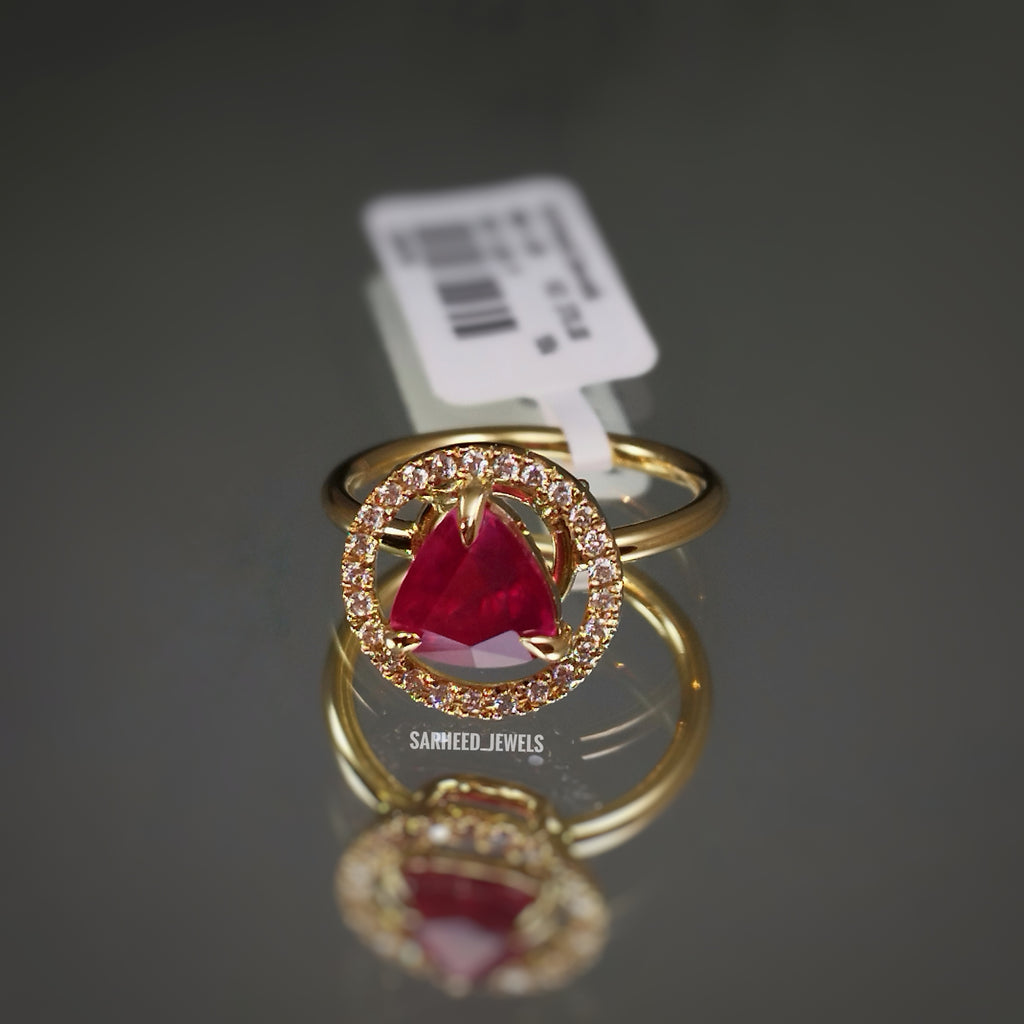 Natural Ruby and Diamond Gold Ring