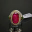 Natural Ruby, Tsavorites and Diamond Gold Frame Silver Men Ring