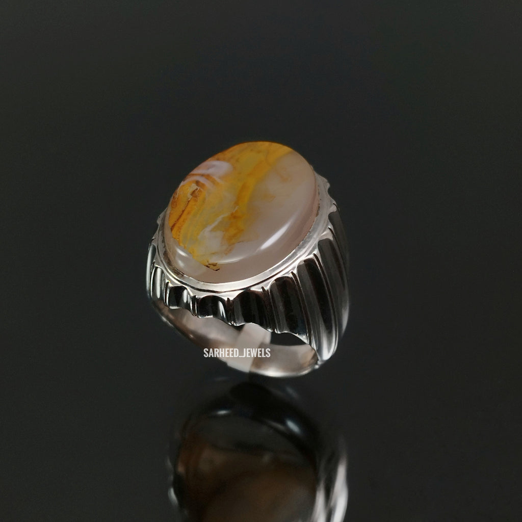 Natural Agate Men Ring