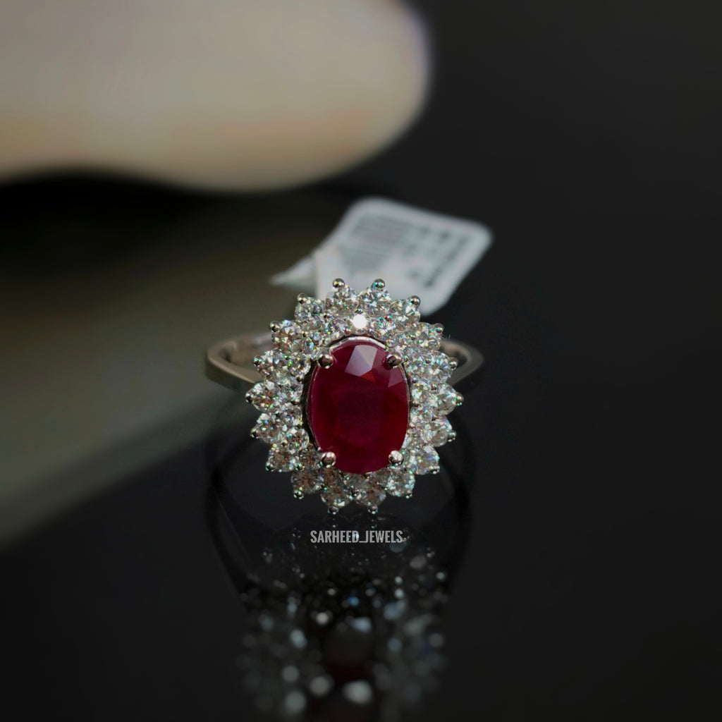 Natural Ruby and Diamond White Gold Ring