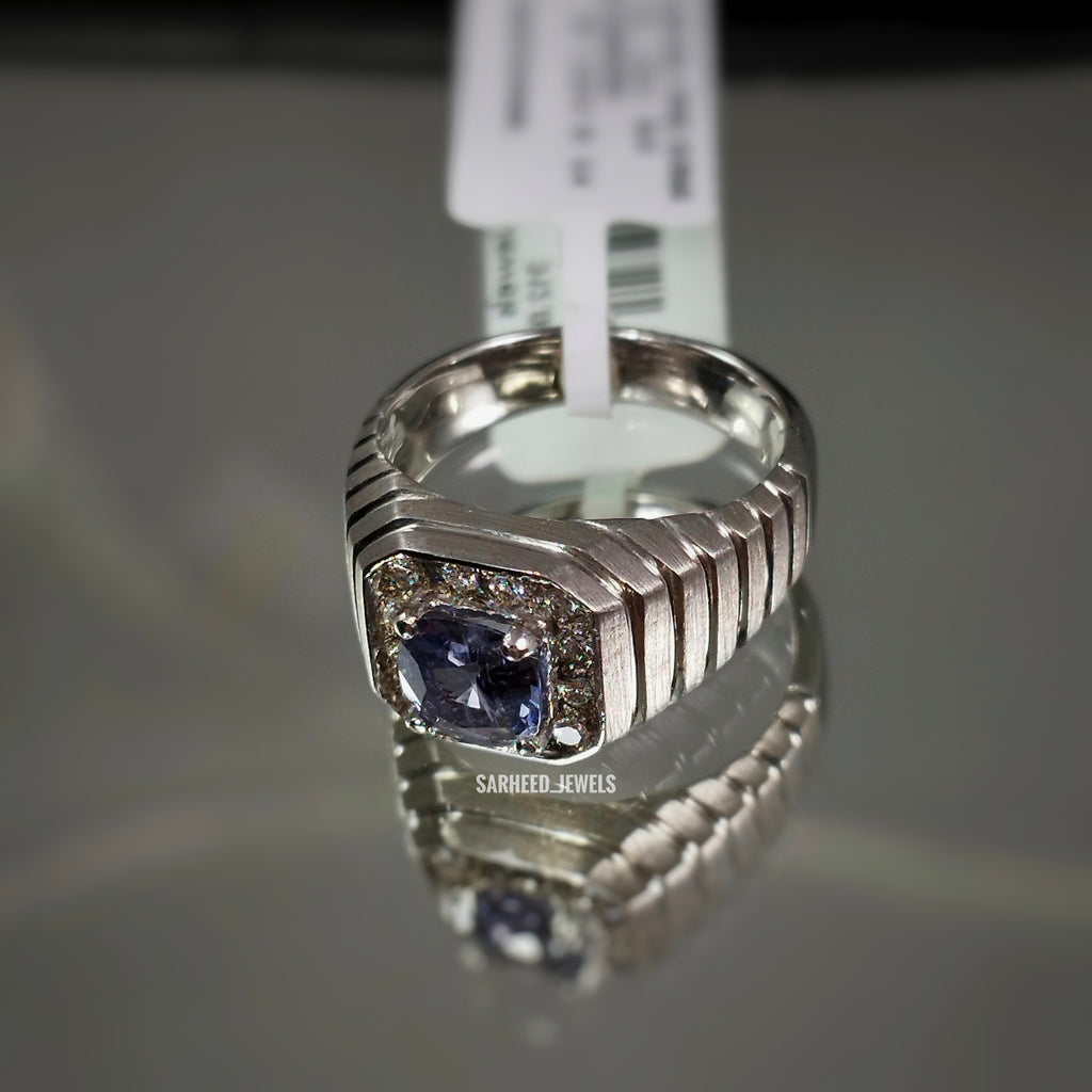 Natural Spinel and Diamond Men Ring