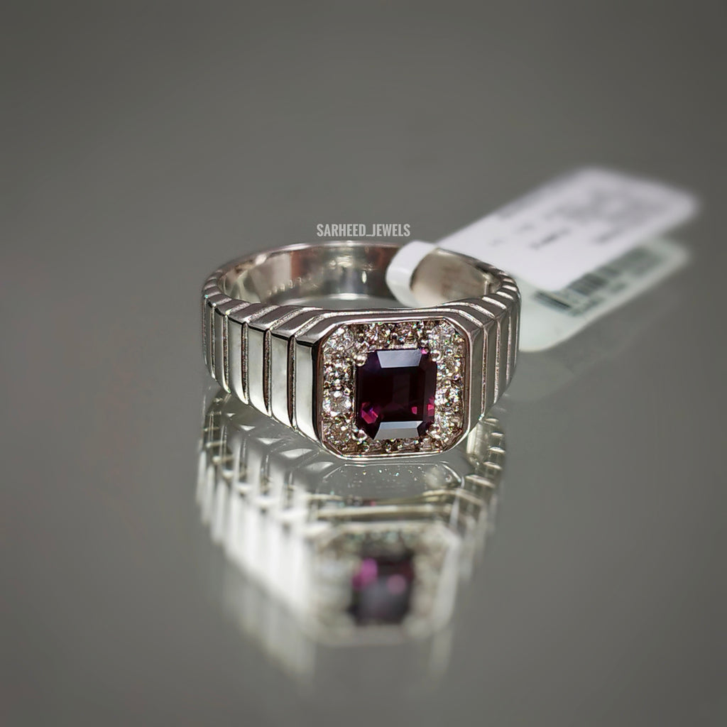 Natural Spinel and Diamond Men Ring