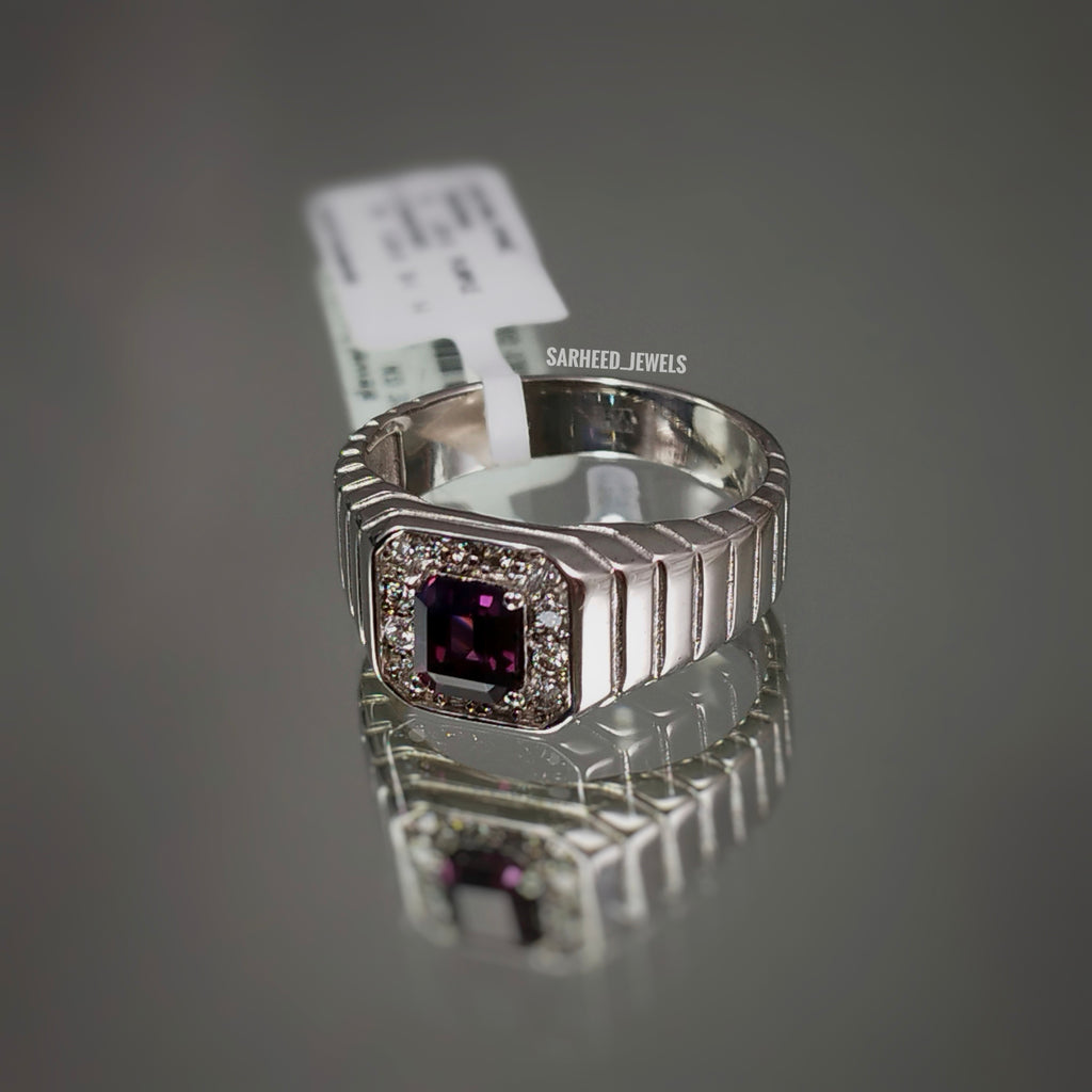 Natural Spinel and Diamond Men Ring