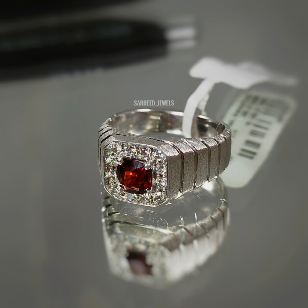 Natural Spinel and Diamond Men Ring