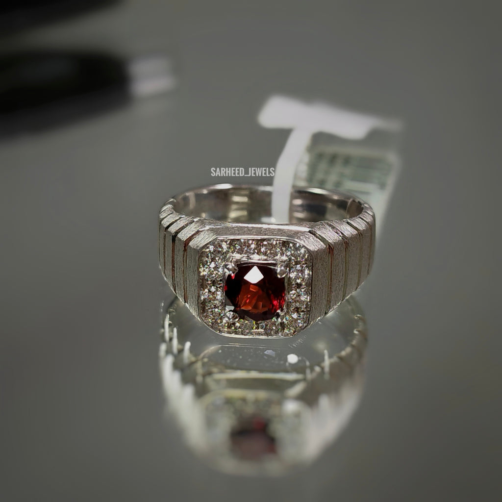 Natural Spinel and Diamond Men Ring