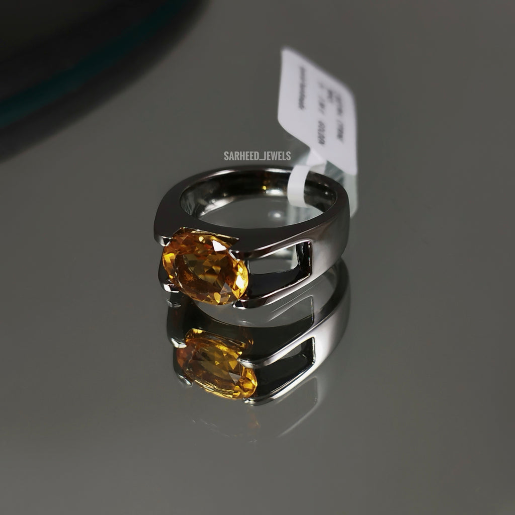 Natural Citrine Men Ring